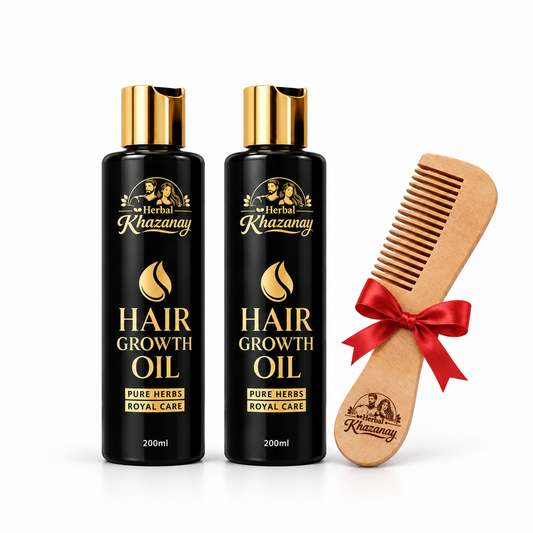 Hair Growth Oil (200ml) 2 Bottles + FREE Neem Wooden Combs