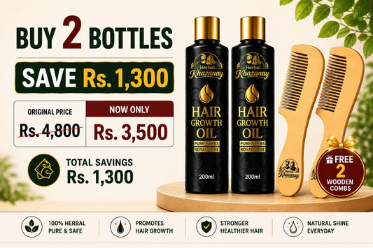 Hair Growth Oil (200ml) 2 Bottles + 2 FREE Neem Wooden Combs