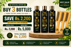 Hair Growth Oil (200ml) 3 Bottles + 3 FREE Neem Wooden Combs